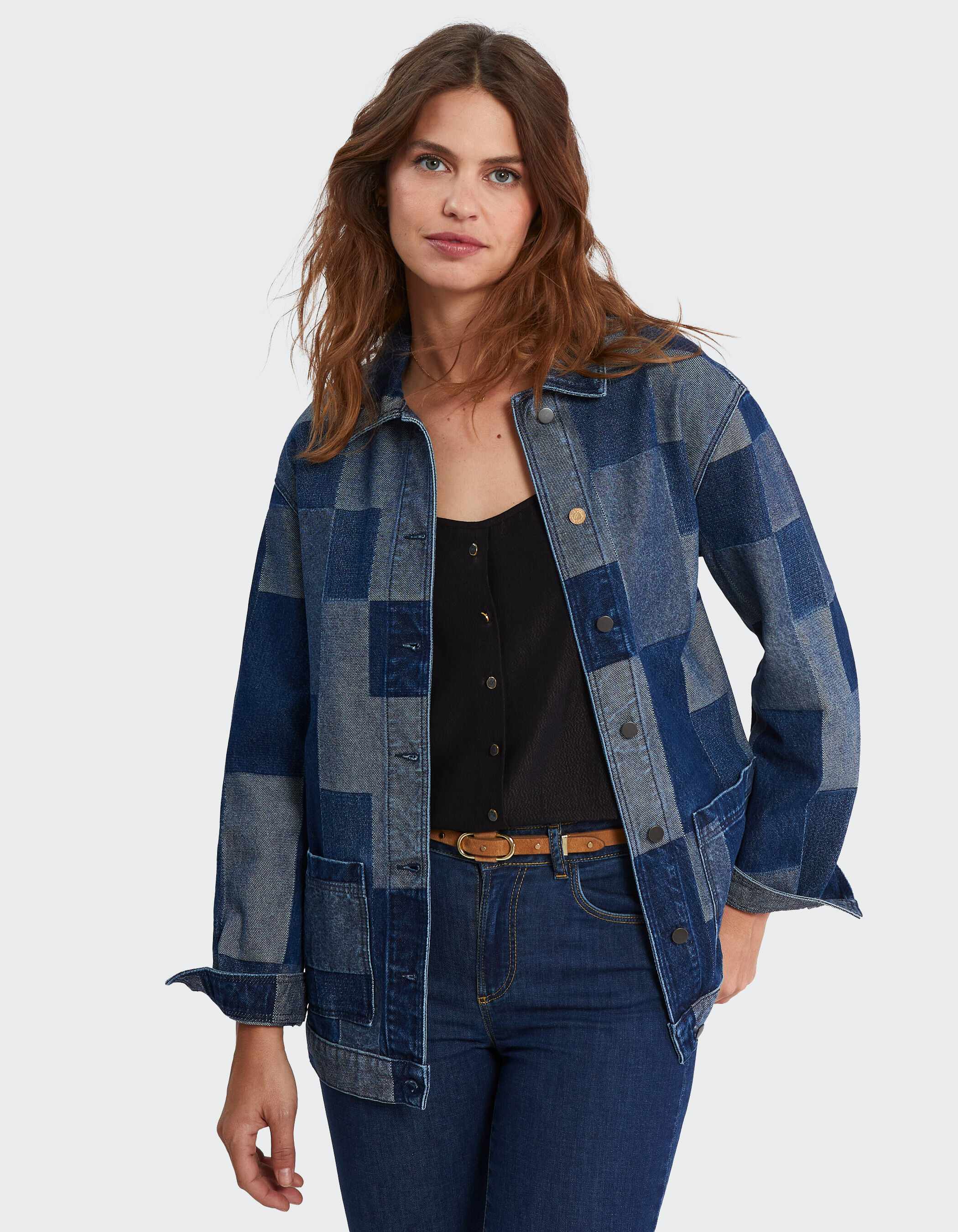 Veste en jean patchwork 2025