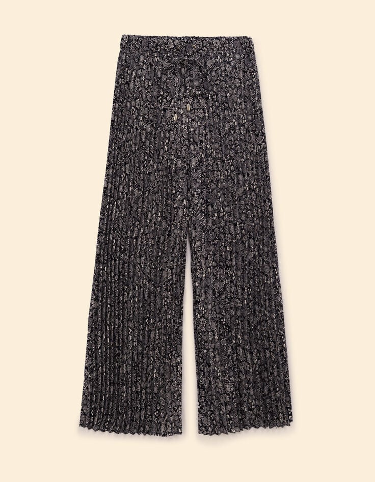 I.Code black paisley print pleated trousers-7 I.Code black paisley print pleated trousers-7