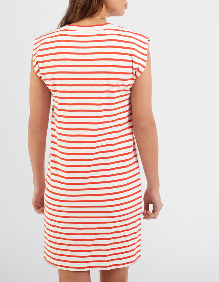I.Code off-white sailor stripe dress with apricot stripes-3