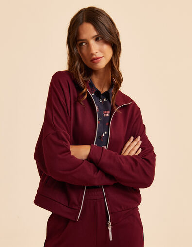 C&aacute;rdigan cremallera burdeos punto cuello alto I.Code