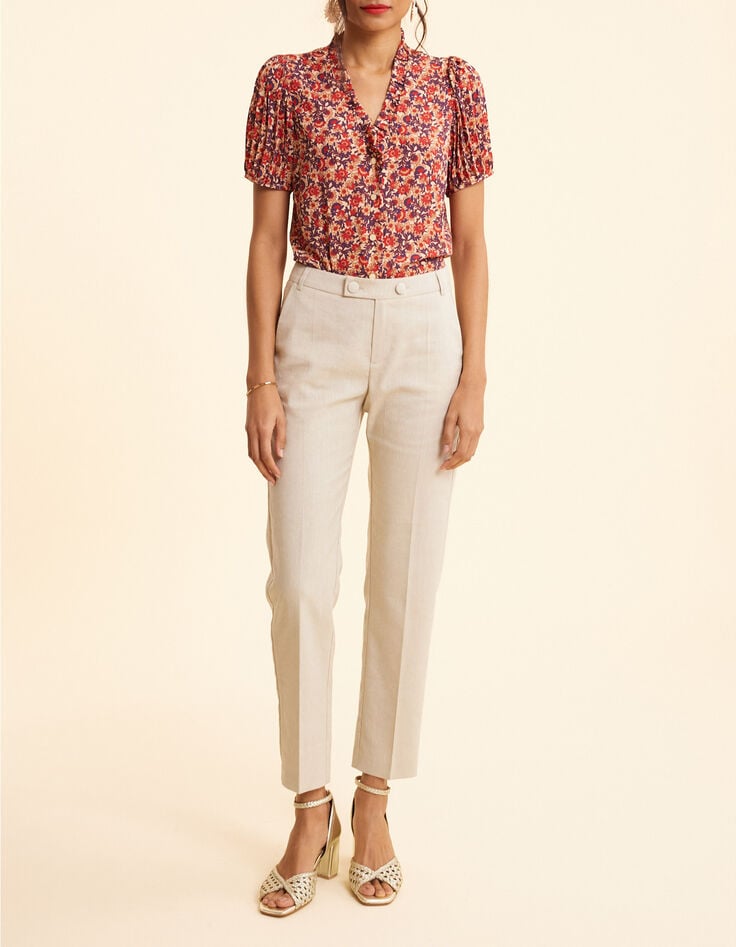 Pantalon de costume &eacute;cru lurex motif rayures I.Code-8