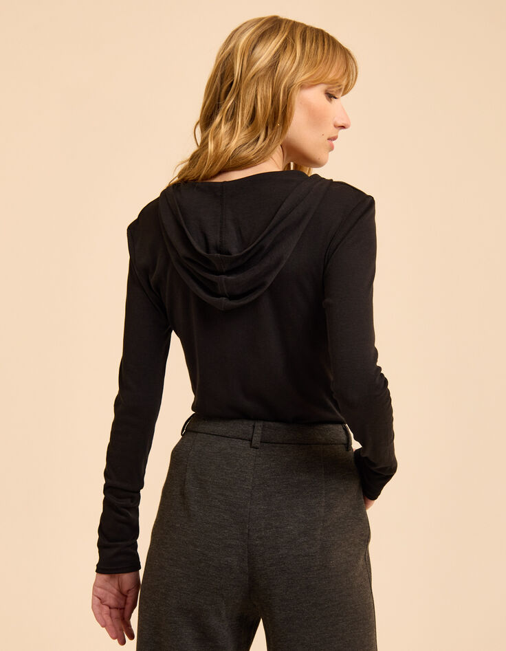 I.Code black hooded T-shirt with zipped collar-3 I.Code black hooded T-shirt with zipped collar-3