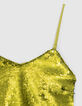 Anisgr&uuml;nes Recycling-Damentop mit Metallic-Pailletten-2