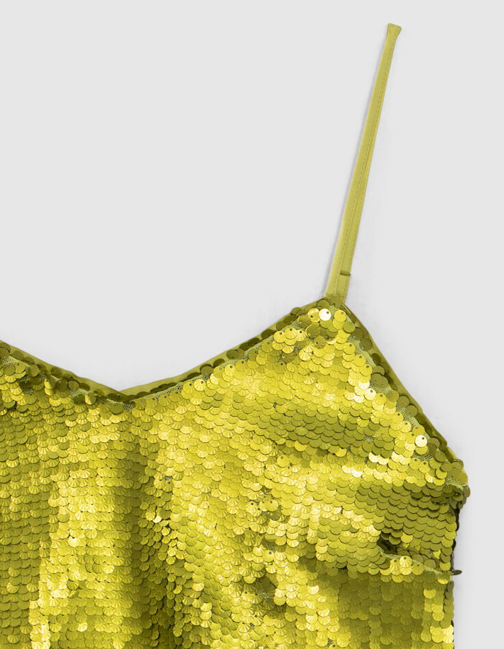 Anisgr&uuml;nes Recycling-Damentop mit Metallic-Pailletten-2