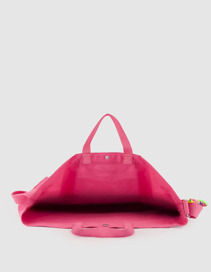 Damen rosa Leinwand Stickerei totebag-5