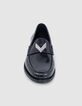 Damen schwarze Glac&eacute;-Leder-Slipper-2
