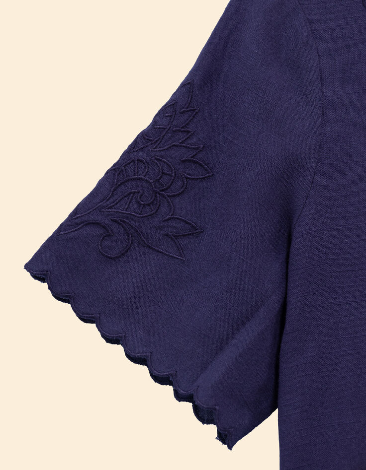Navy Embroidered Jumpsuit for Women-3