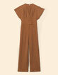 Wijde camel jumpsuit met brede wikkelkraag I.Code-7