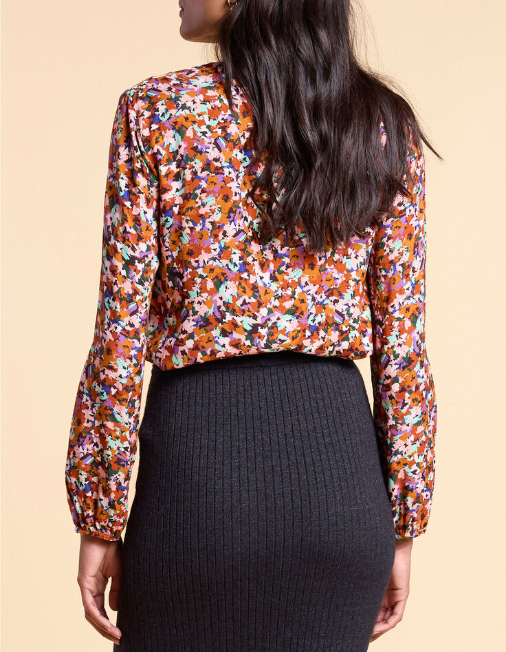 Blusa camel estampado tachista multicolor I.Code-2