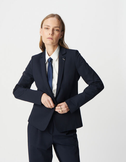 Damenblazer marineblau tailliert Milano-Strick - IKKS