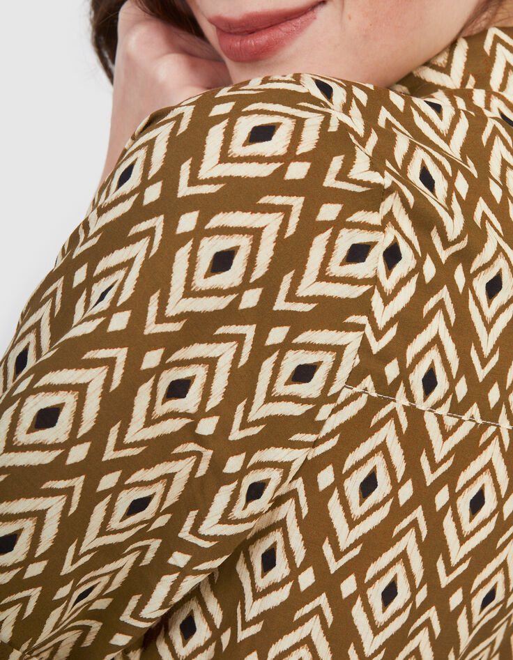 Vestido camisero beige estampado bohemio &eacute;tnico I.Code-4