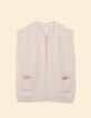 Ecru vest tricot zonder mouwen I.Code-7