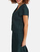 Linnen top imperial green gekruiste knoopsluiting I.Code-2
