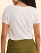 T-shirt col V blanc message bleu m&eacute;tallis&eacute; I.Code-2