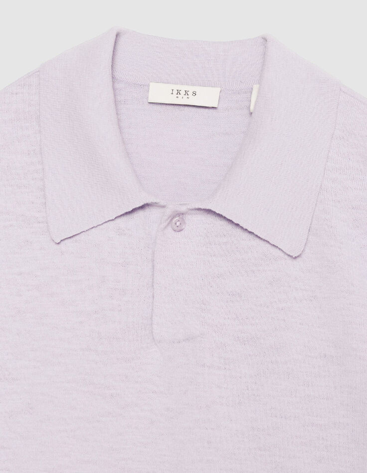 Herren Kurzarm-Poloshirt in fliederfarbenem Flammenstich-6