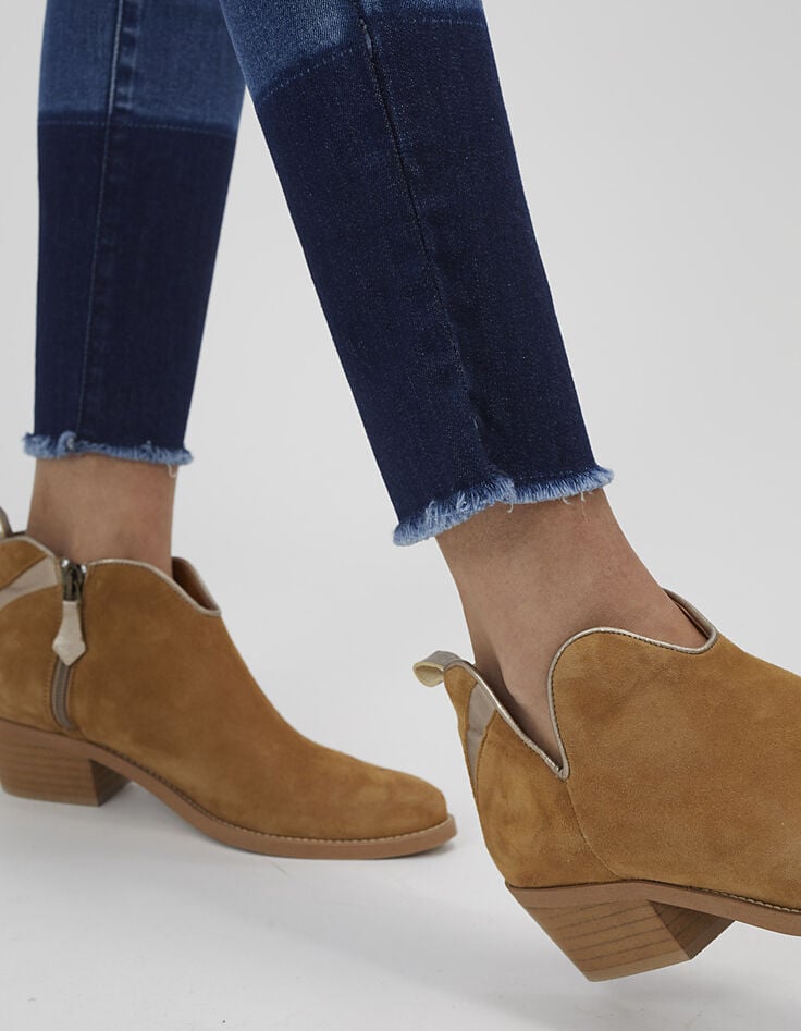 Slim fit blauwe jeans met gecontrasteerde franjes onderaan I.Code-2