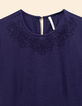 Navy Embroidered Jumpsuit for Women-2