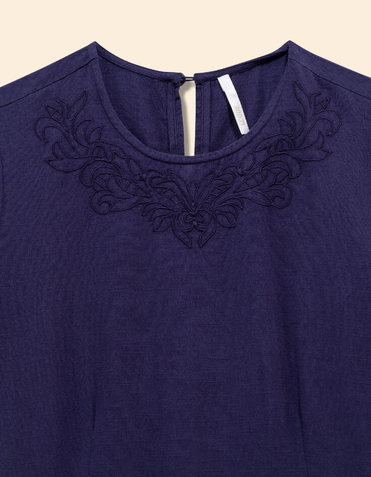 Navy Embroidered Jumpsuit for Women-2