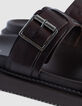 Beige Leder Pantoletten mit doppeltem Riemen Herren-4