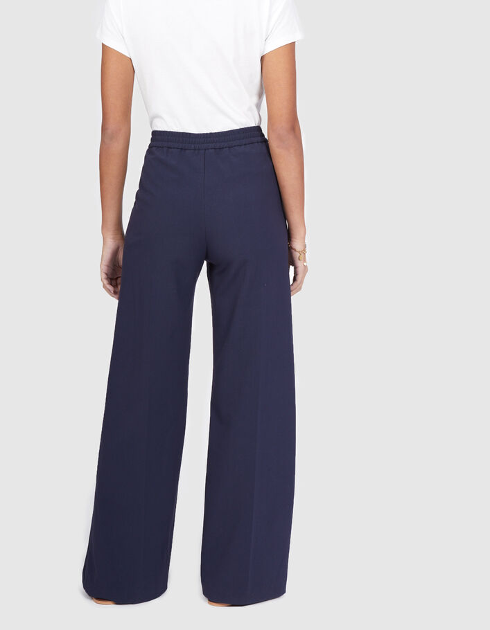 I.Code navy wide-leg trousers with press-stud pockets - I.CODE