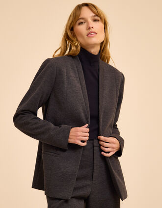 Veste de tailleur grise maille faux-uni I.Code