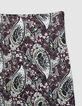 Asymmetrischer langer Rock mit bordeauxfarbenem Paisleymuster Damen-8