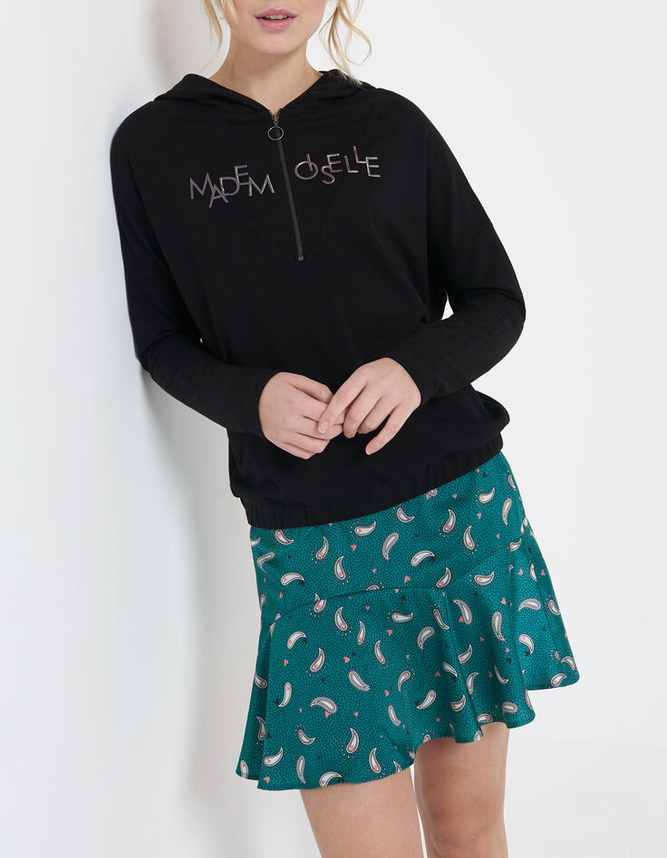 Sweat noir à capuche et message floqué I.Code-1 Sweat noir à capuche et message floqué I.Code-1