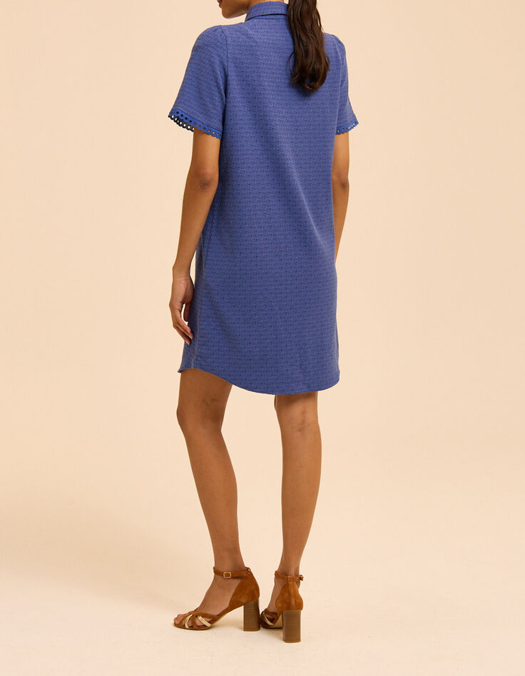 Robe chemise bleue jacquard fantaisie I.Code-3