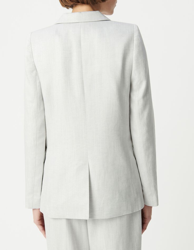 Graue paillettenbesetzte Anzugjacke f&uuml;r Damen mit Doppelreihern-3