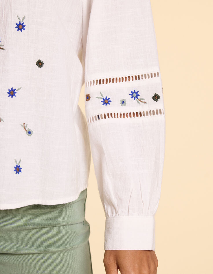 Camisa blanco roto bordados flores I.Code-7