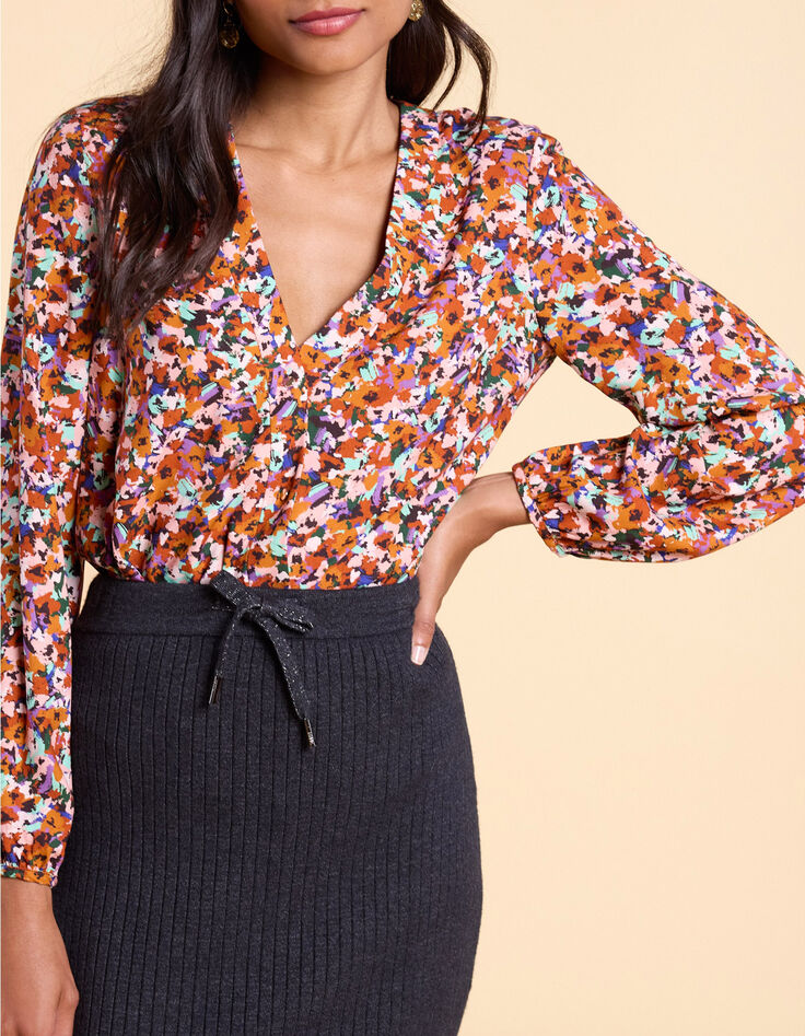 Blusa camel estampado tachista multicolor I.Code-1