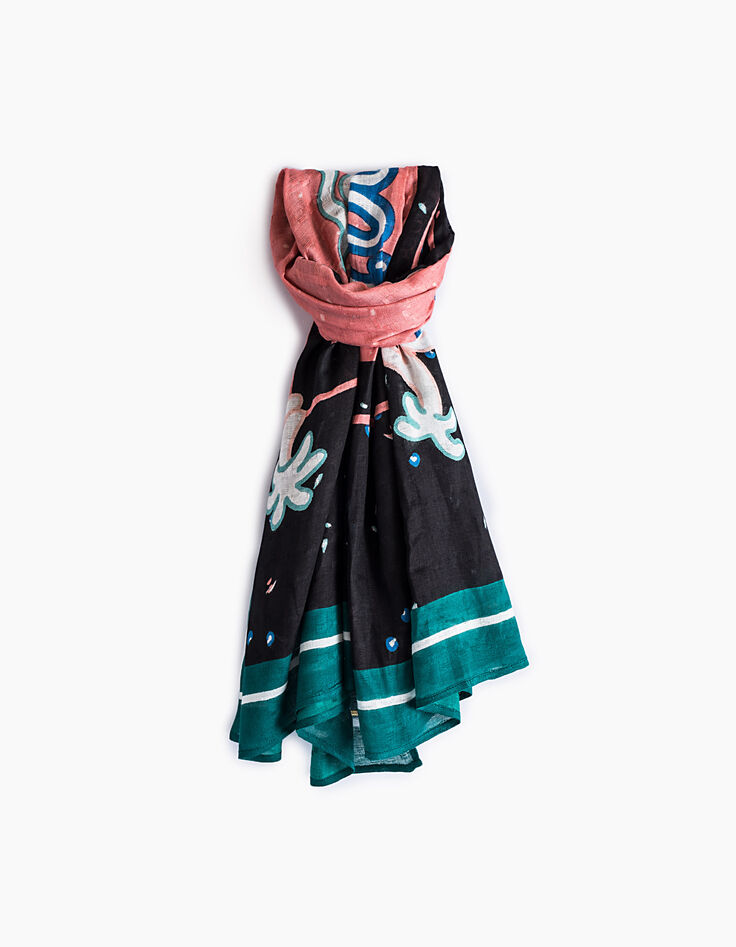 Schwarzer Schal mit Neonprint Remind the 90's I.Code-1