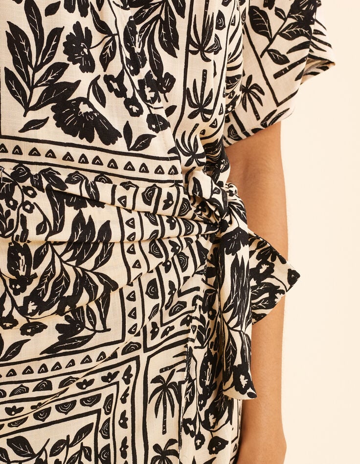 Robe écrue imprimé bandana végétal I.Code-6