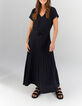 I.Code navy waffle knit pleated long dress-1