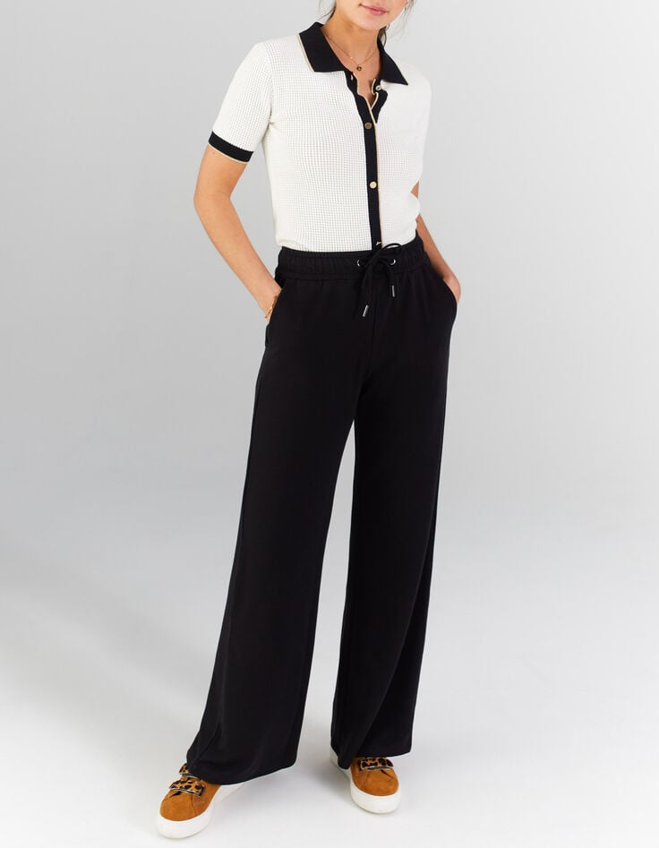Pantalon large noir en molleton I.Code-2 Pantalon large noir en molleton I.Code-2