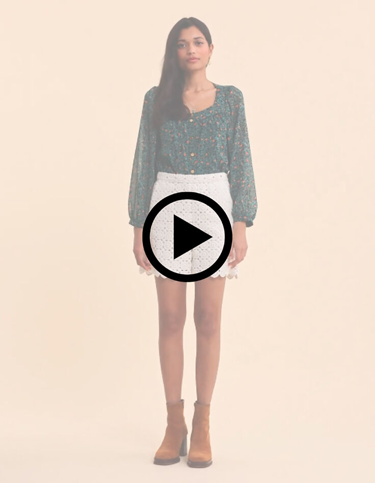 Blouse verte imprim&eacute; fruits d'&eacute;t&eacute; I.Code-7