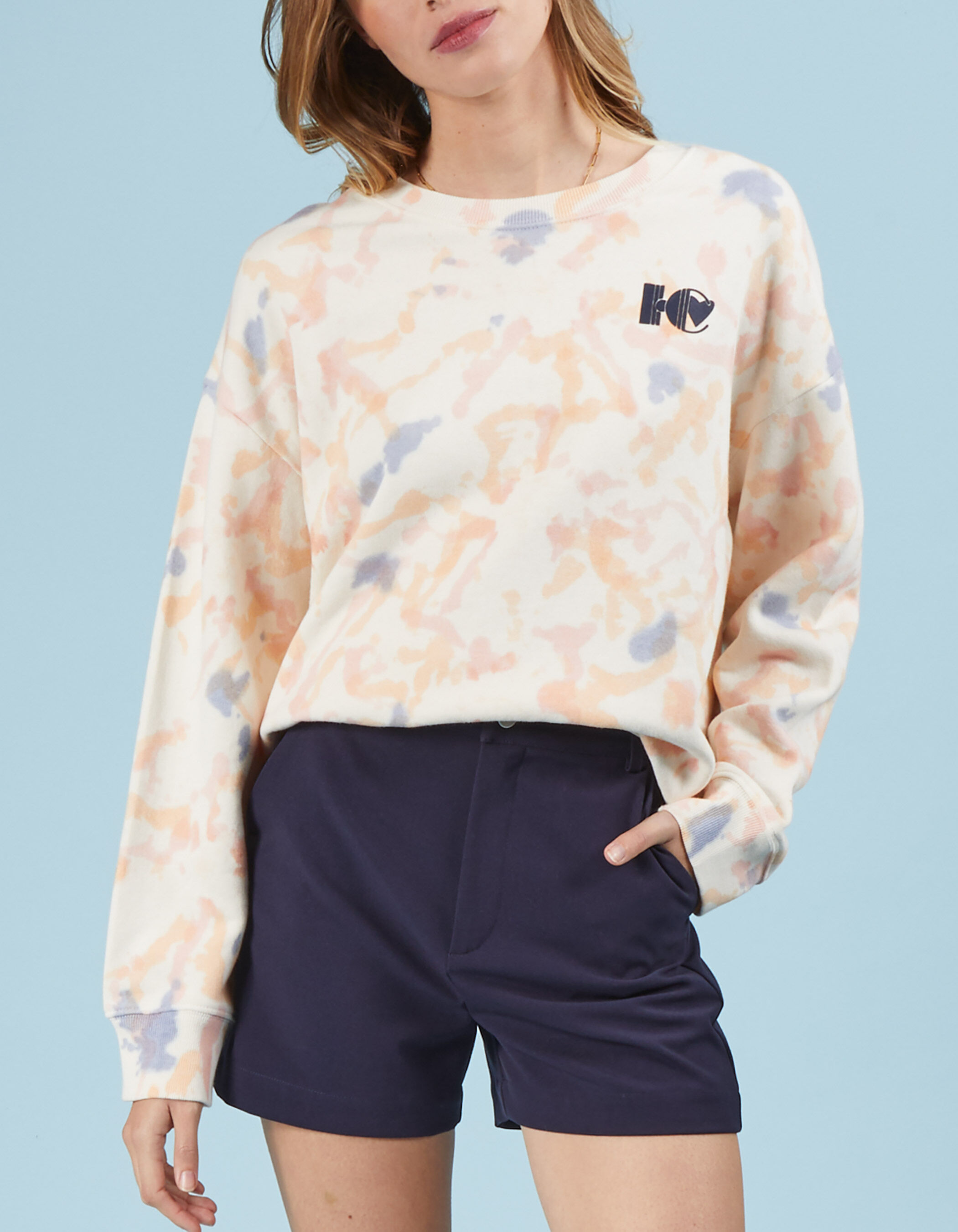 I.Code beige tie dye print sweatshirt