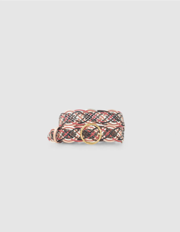 I.Code copper pink woven leather wide belt - I.CODE