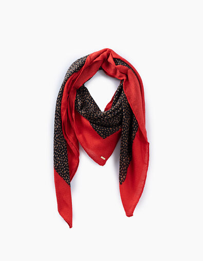 I.Code carnelian red, black, yellow heart print scarf - I.CODE