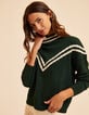 Jersey cuello chimenea verde punto rayas blancas I.Code-1 Jersey cuello chimenea verde punto rayas blancas I.Code-1