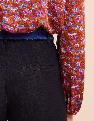 I.Code raw drop front-look wide-leg trousers CORALINE