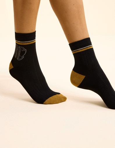 Chaussettes noires, beige, camel I.Code