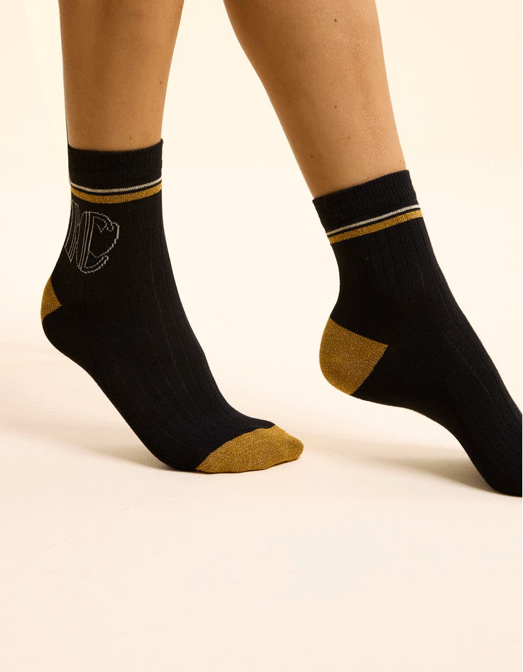 Chaussettes noires, beige, camel I.Code-1