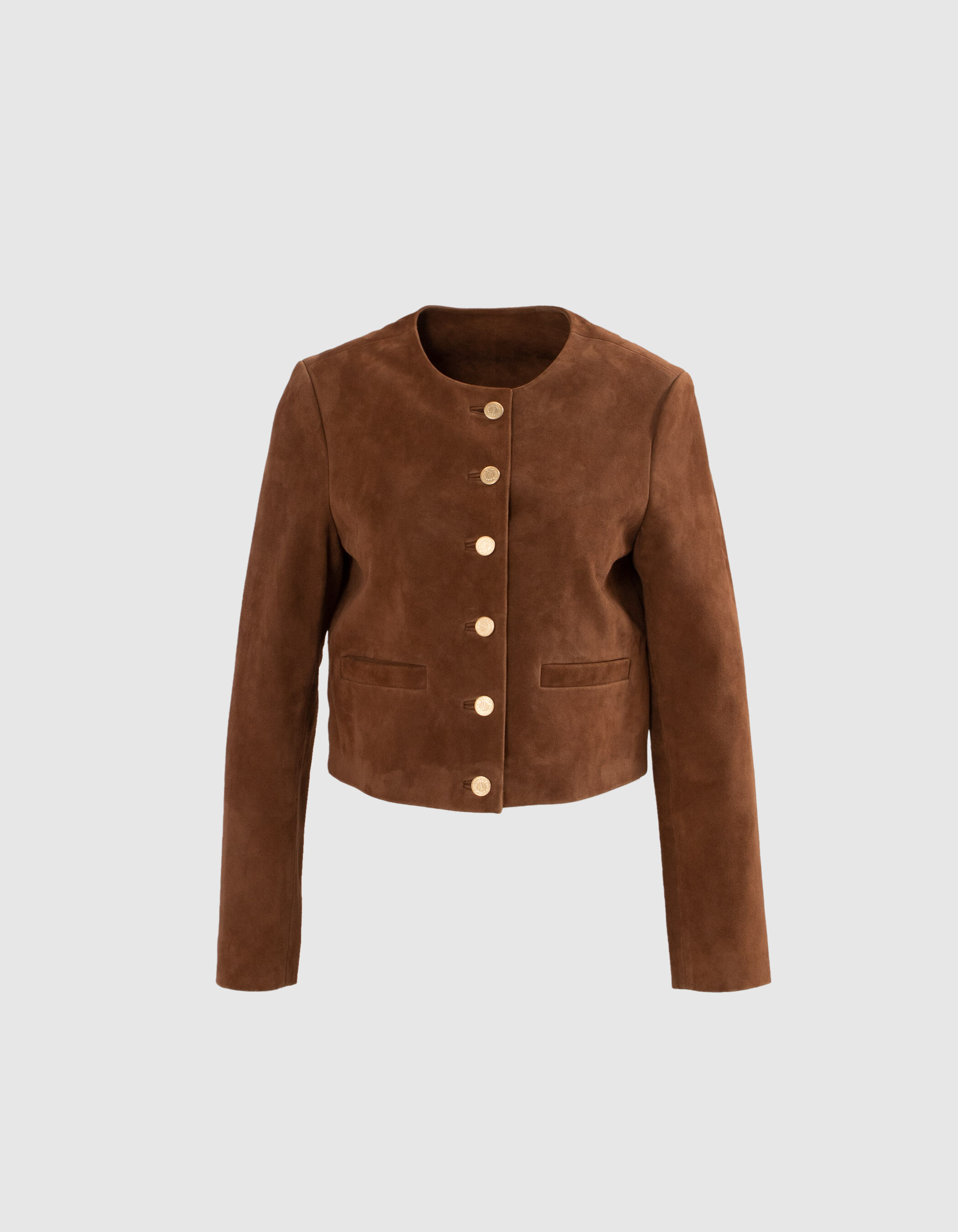 Veste courte camel cuir velours I.Code