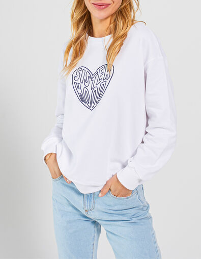 Cremeweißes Sweatshirt mit Herz und Schriftzug I.Code - I.CODE