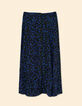 Jupe midi noire imprim&eacute; fleurs d'hiver I.Code-6