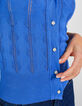 Kobalt gebreid vest korte mouwen I.Code-5