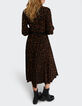 Langes, schwarzes Kleid mit Leopardenprint I.Code -3