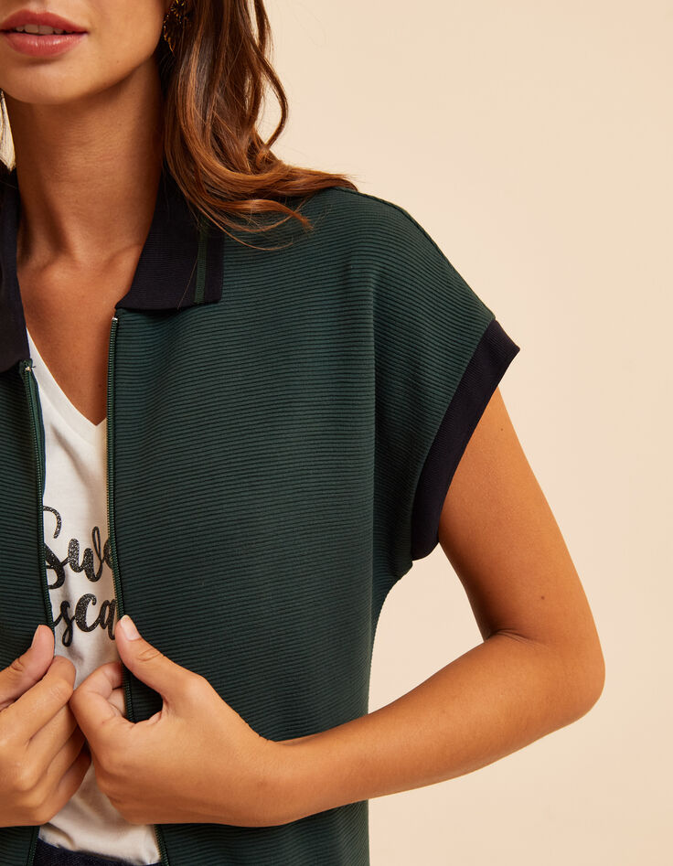 I.Code green zipped dress with polo collar-6