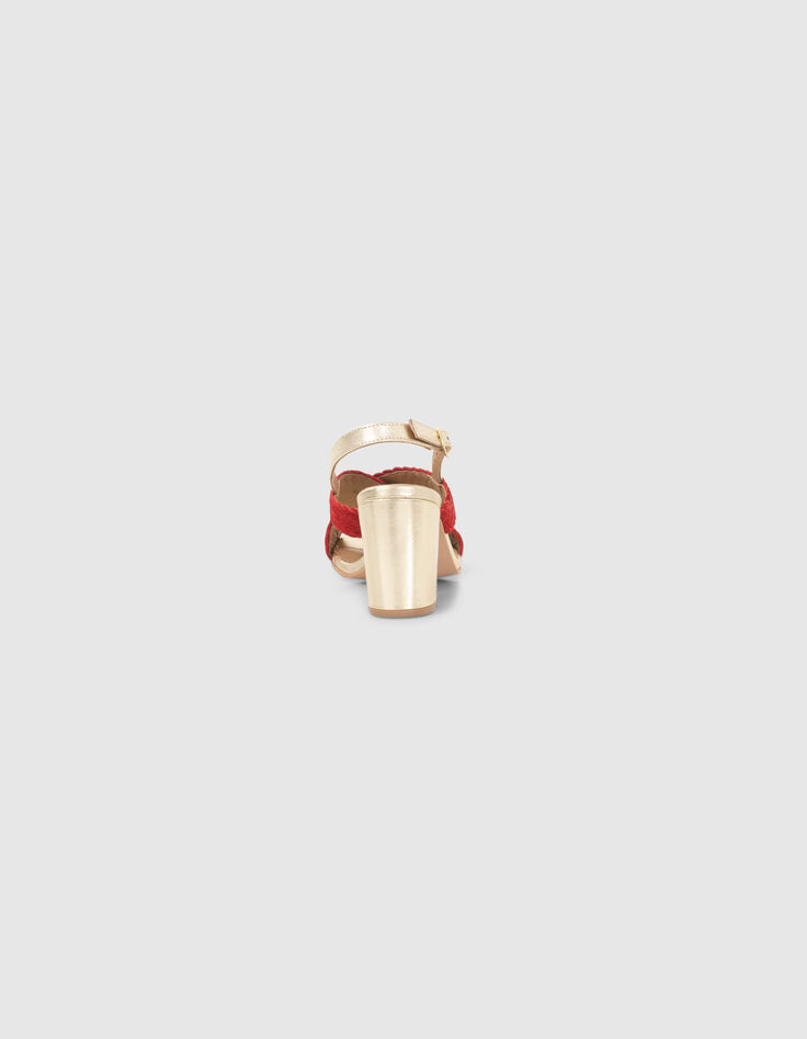 I.Code cherry woven suede and gold leather sandals-5 I.Code cherry woven suede and gold leather sandals-5
